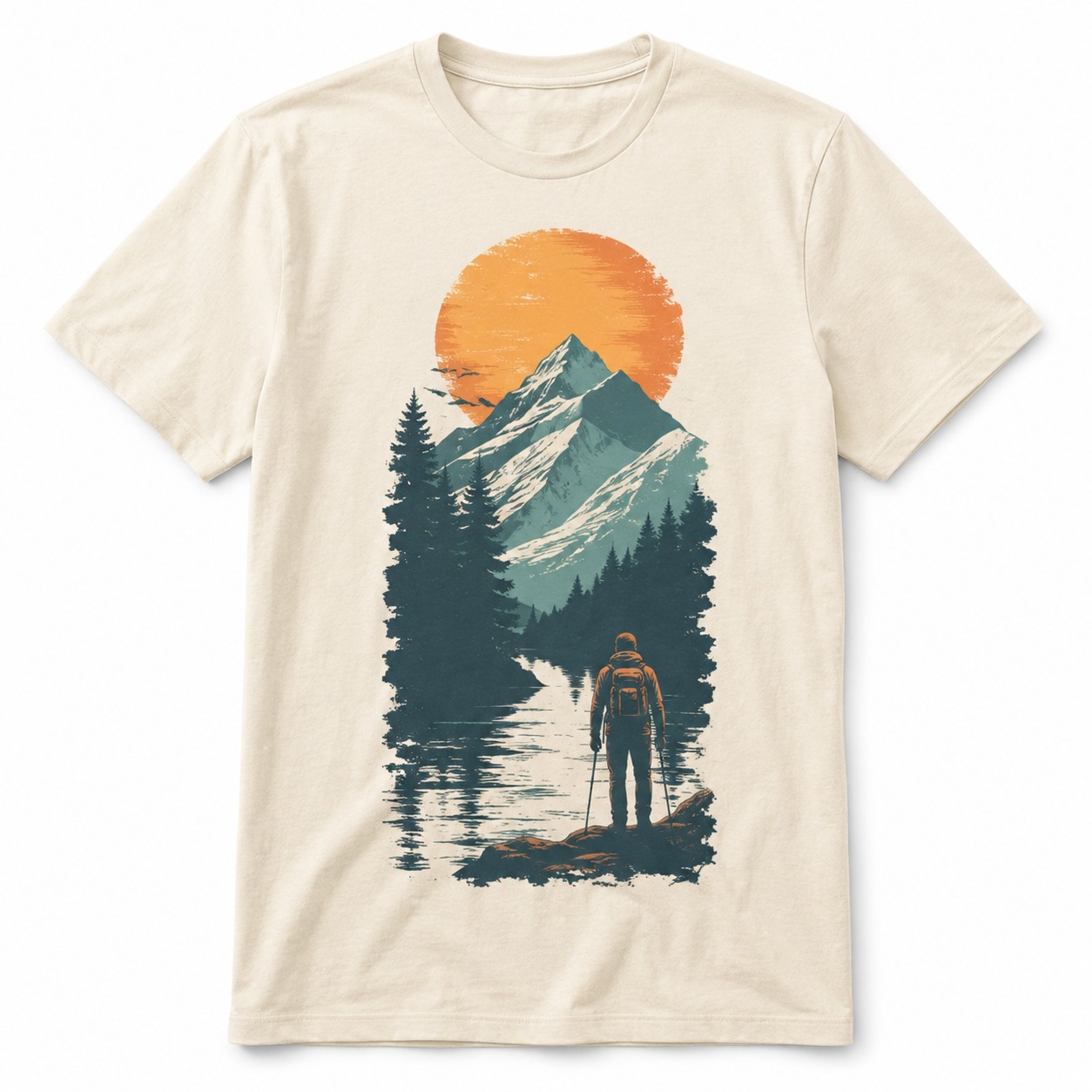 Graphic Printed Tee – Sun and Mountains